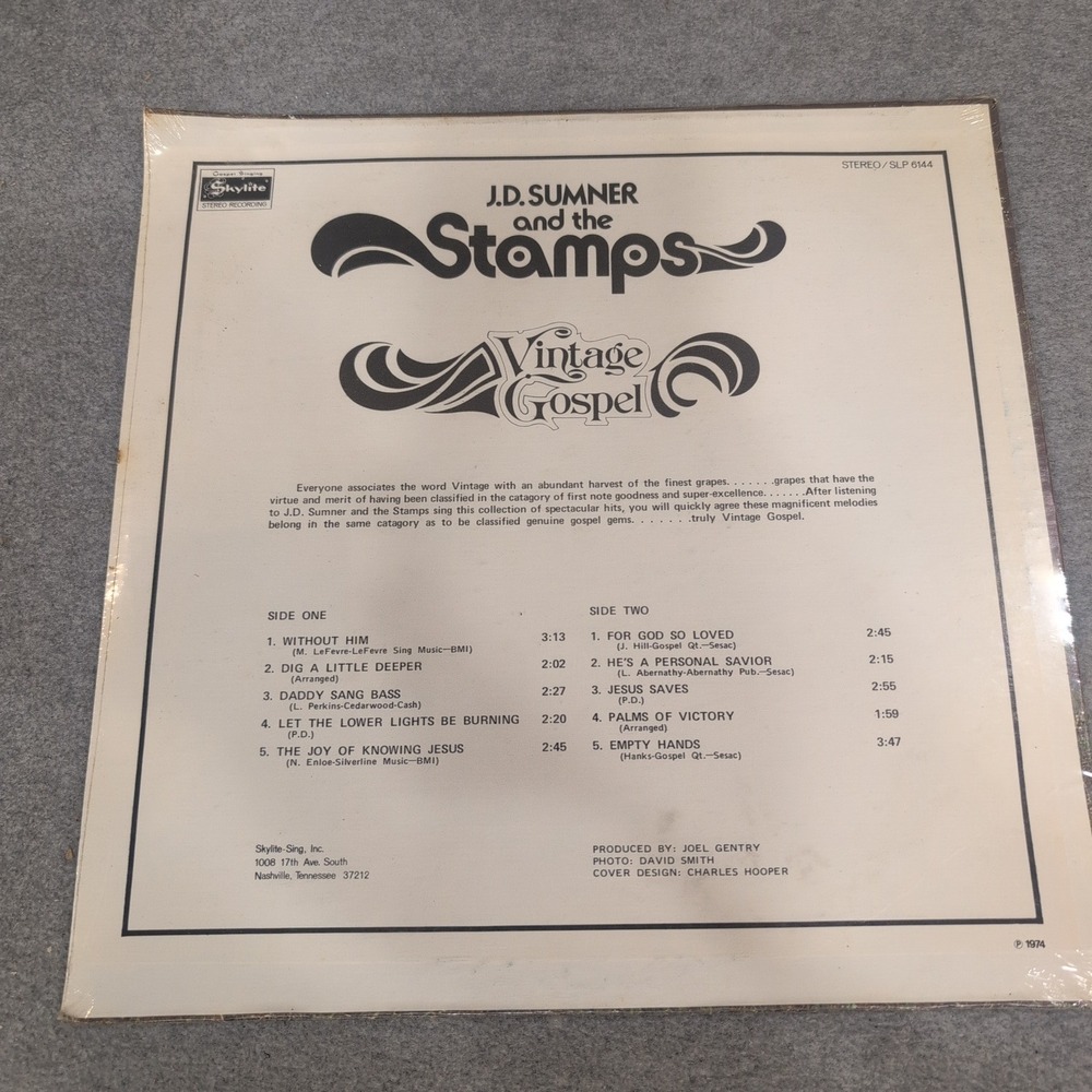 J.D. Sumner and the Stamps Vintage Gospel Vinyl LP Skylite SLP 6144 1974 Gospel - Picture 2 of 2